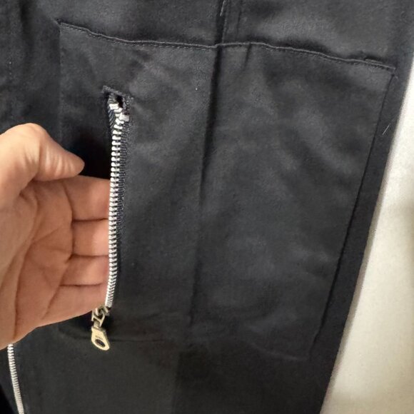 Vintage Y2K Clash Black Mid Rise Cargo Silver Zipper Hardware Flare Leg Pants - Picture 5 of 16